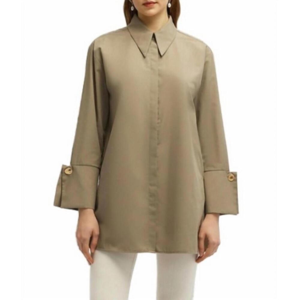NEW TOUCHE PRIVE poplin shirt with widee cuff in olive